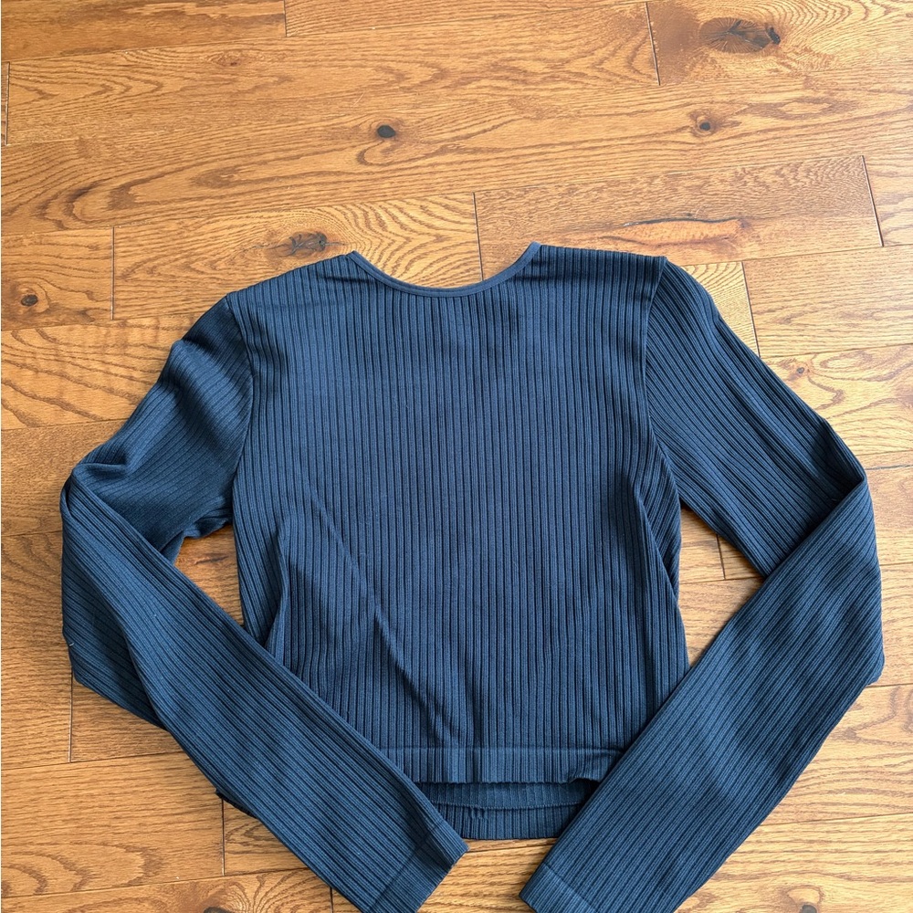 Dynamite Dark Blue Ribbed Long Sleeve Top